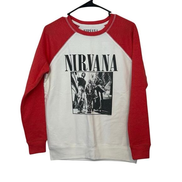 American Eagle Nirvana Band Graphic Raglan Sweatshirt Size XS Grunge Edgy NWT - Picture 1 of 7